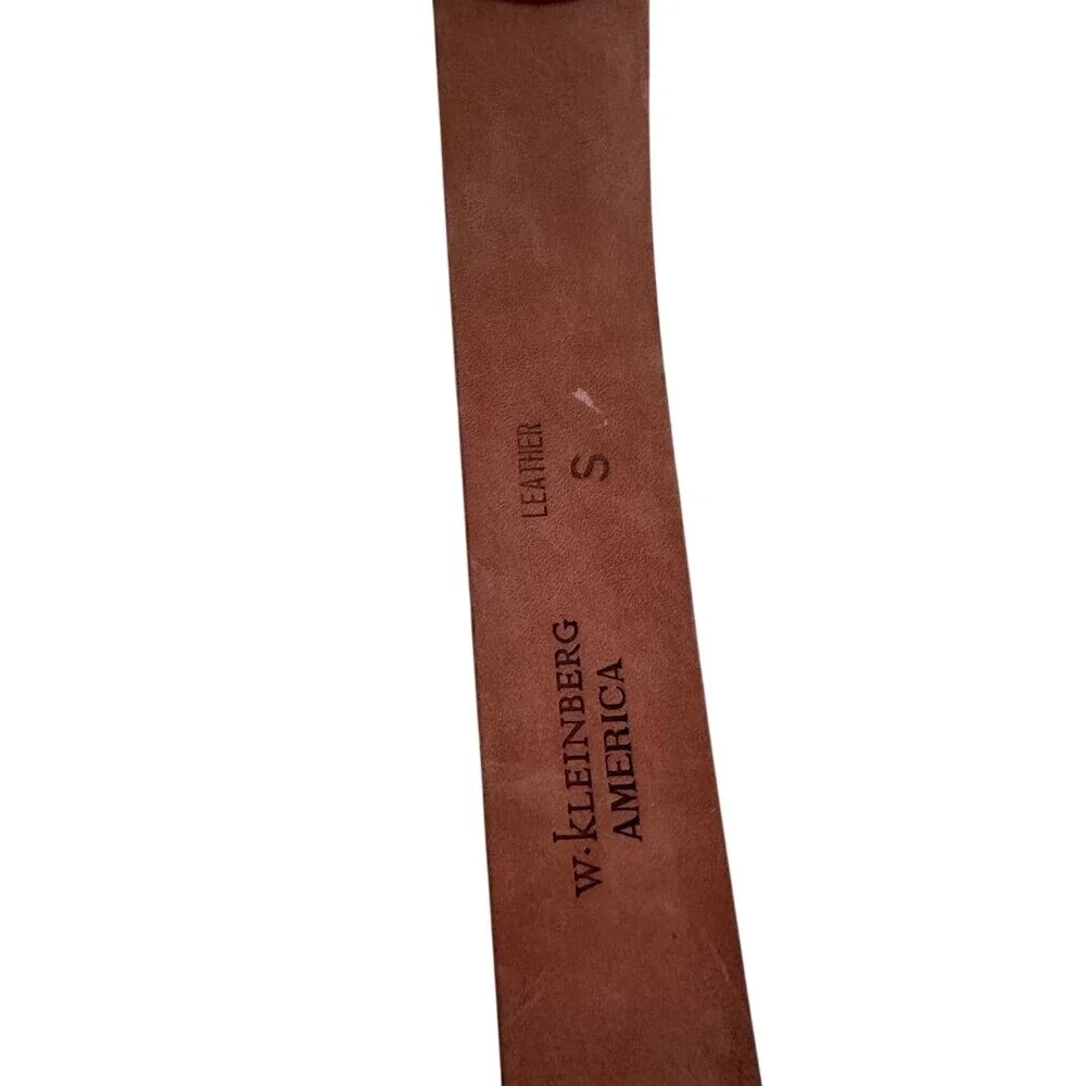 W. Kleinberg America Womens Brown Leather‎ Studded Buckle Belt Size S